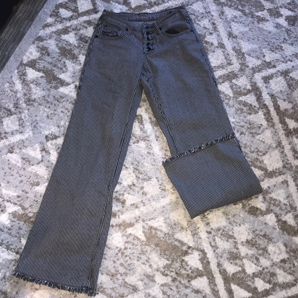 Cowgirl tuff black and white striped pants